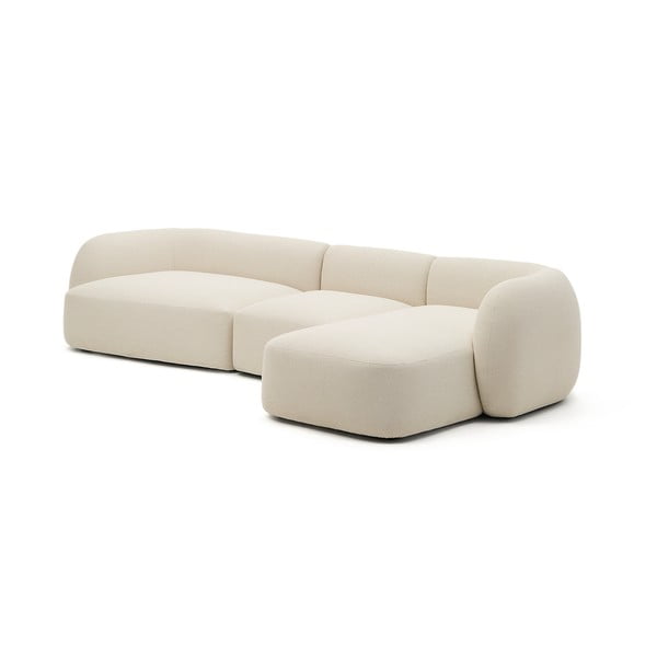 Kremno bela kotna sedežna garnitura iz šenilje (desni kot/z ležalnikom) Martina – Kave Home-image-2