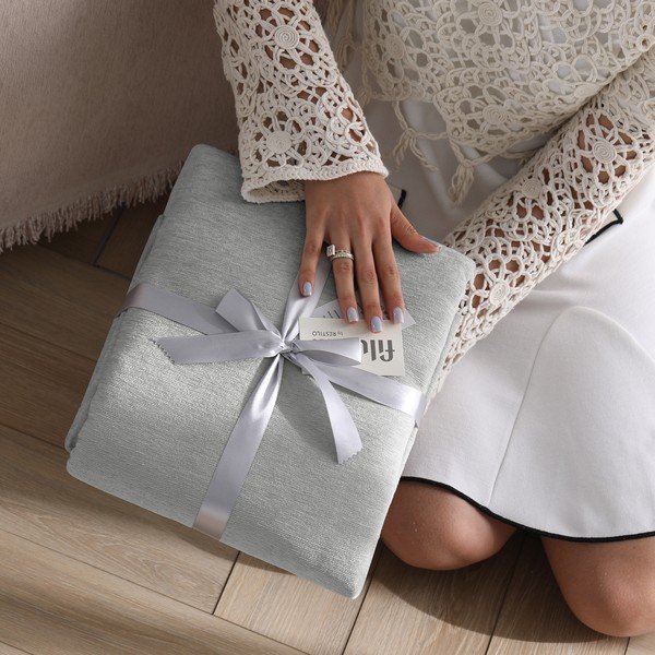 Svetlo sivo pregrinjalo iz šenilje 220x240 cm Talo – Filumi-image-4