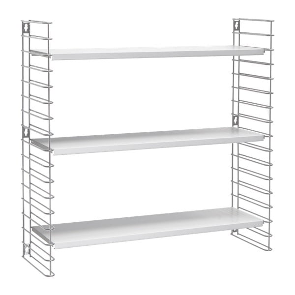 3-nivojski regal z belimi policami Metaltex Libro, dolžina 70 cm