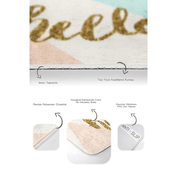 Kremno bele/v zlati barvi žametne kopalniške preproge v kompletu 2 ks 60x100 cm Hello – Mila Home-image-3