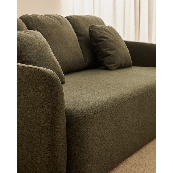 Temno zelena raztegljiva sedežna garnitura iz šenilje 218 cm Laira – Kave Home-image-4