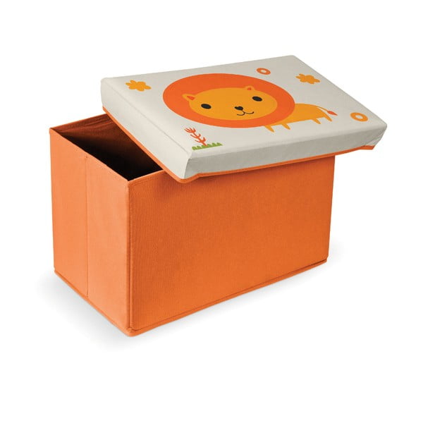 Oranžen tabure s prostorom shranjevanje Domopak Lion