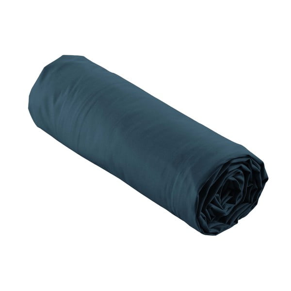 Temno modra napenjalna rjuha iz bombažnega perkala 180x200 cm Percaline – douceur d'intérieur-image-4