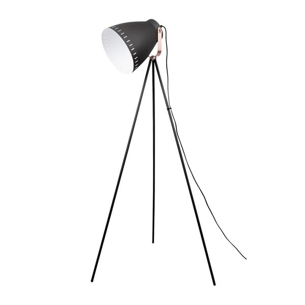 Črna talna svetilka z bakrenimi detajli Leitmotiv Mingle