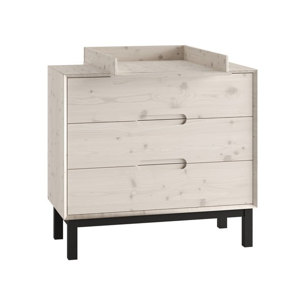 Bela nizka otroška komoda iz masivnega bora 100x91 cm Country – Pinio-image-3