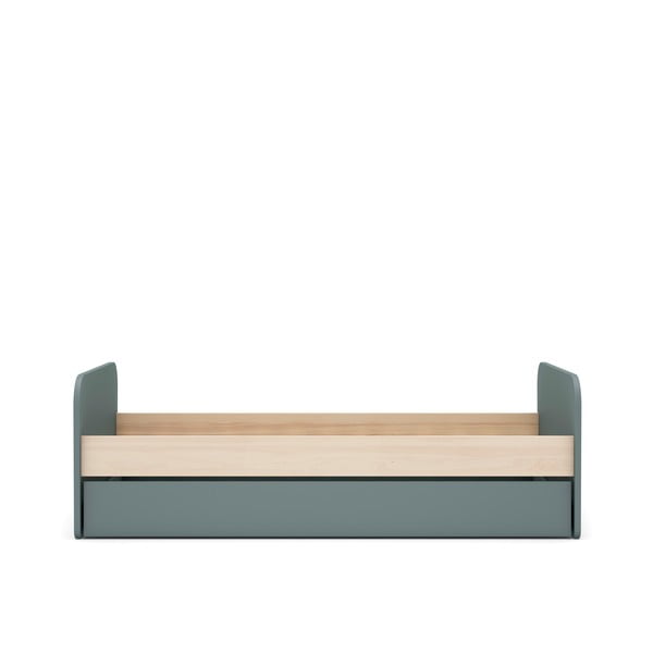 Prašno zelena otroška postelja v borovem dekorju z dodatnim ležiščem s prostorom za shranjevanje z letvenim dnom 90x200 cm Esteban – Marckeric-image-1