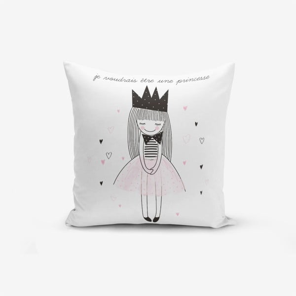 Prevleka za vzglavnik iz mešanice bombaža Minimalist Cushion Covers Je Noudrais Etre Une Princesse, 45 x 45 cm