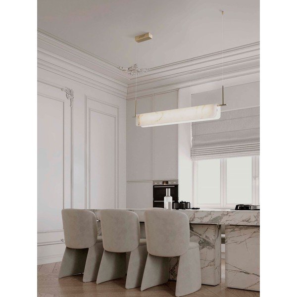 Kremno bela/medeninasta LED zatemnitvena viseča svetilka v marmornem dekorju Aider – Nova Luce-image-1