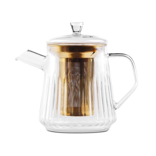 Steklen čajnik s cedilom v zlati barvi 900 ml Mia – Vialli Design