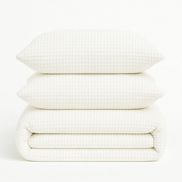 Bela enojna posteljnina iz renforce bombaža 140x200 cm Waffle Striped – Mila Home Luxury