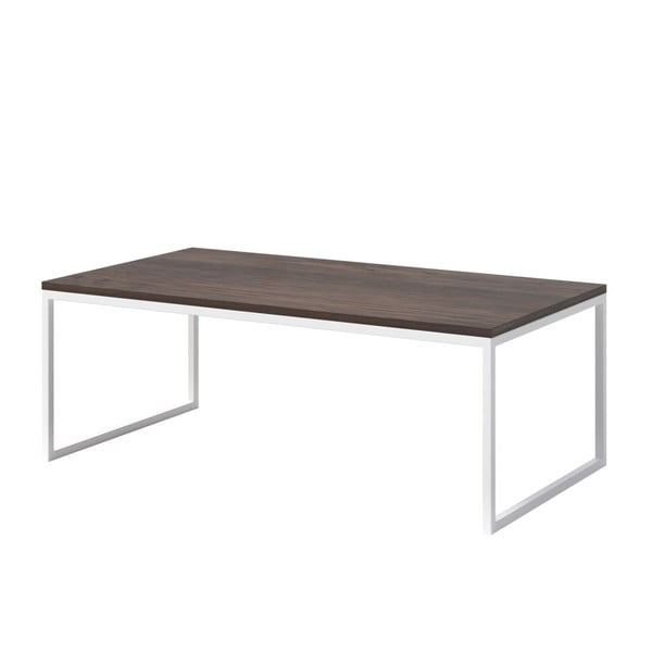 Kavna miza s temno hrastovo ploščo in belimi nogami MESONICA Eco, 110 x 60 cm