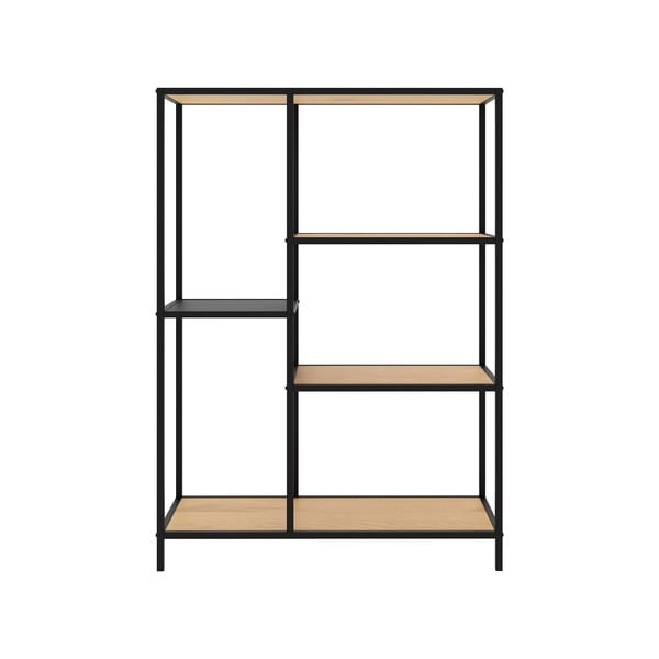 Črn/naraven regal v hrastovem dekorju 80x112x35 cm Altino – Unique Furniture