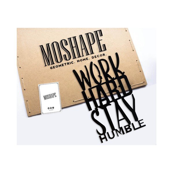 Črna kovinska stenska dekoracija Work Hard Stay Humble-image-1