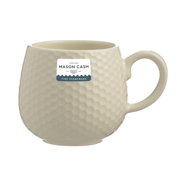 Kremno bela keramična skodelica za latte 350 ml Embossed Honeycomb – Mason Cash-image-1