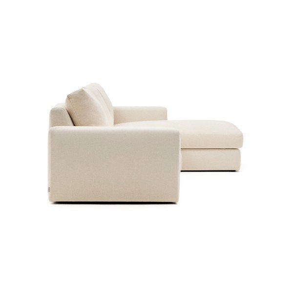 Bež kotna sedežna garnitura iz šenilje (desni kot/z ležalnikom) Alea – Kave Home-image-3