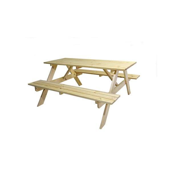 Vrtni jedilni set iz borovega lesa za 4 osebe Piknik - Rojaplast-image-2