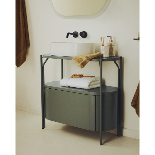 Zelena omarica za pod umivalnik 90x81 cm Arely – Kave Home-image-1