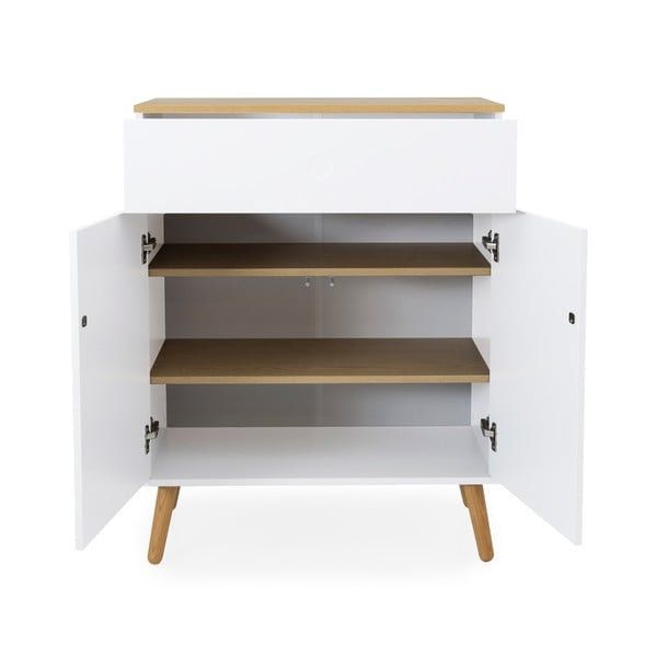 Bela komoda z nogami iz hrastovega lesa Tenzo Dot, širina 79 cm-image-2