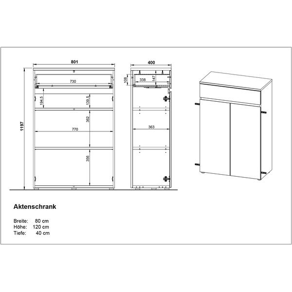 Kremno bela komoda v mat dekorju 80x120x40 cm Lissabon – Germania-image-4