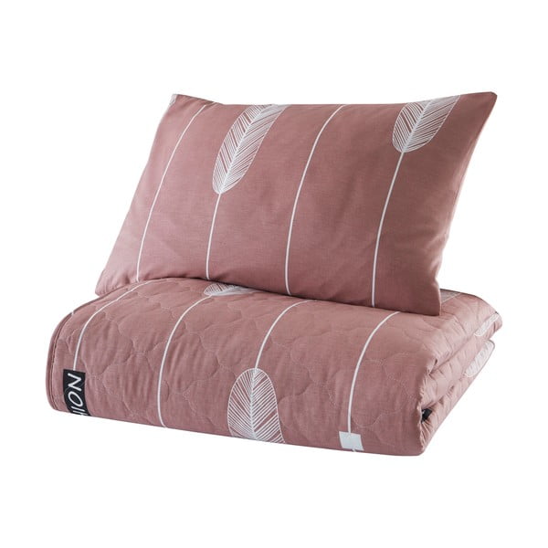 Rožnato posteljno pregrinjalo s prevleko za vzglavnik iz ranforce bombaža Mijolnir Modena, 180 x 225 cm
