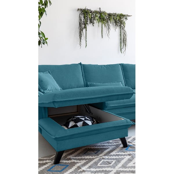 Turkizna raztegljiva sedežna garnitura Miuform Charming Charlie, levi kot-image-4