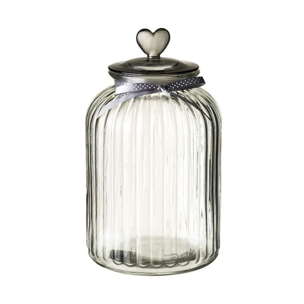 Stekleni kozarec s pokrovom v srebrni barvi Unimasa Heart, 5,4 l