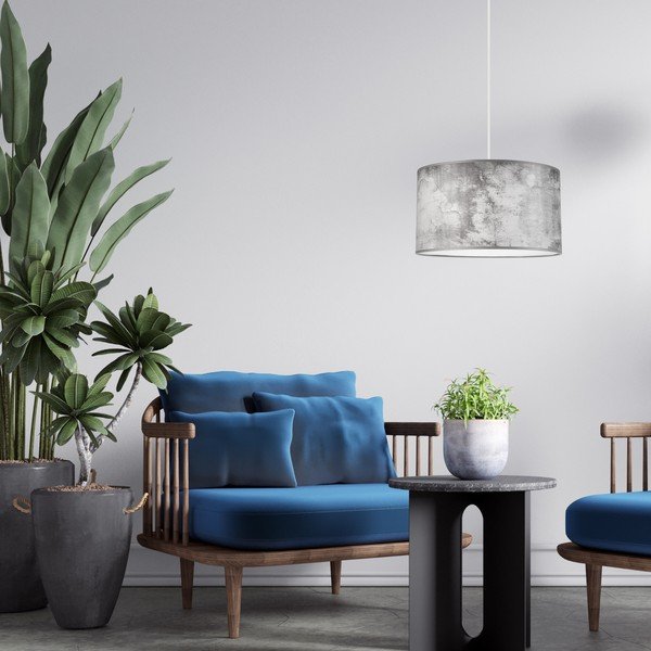 Siva viseča svetilka s tekstilnim senčnikom ø 35 cm Print – LAMKUR-image-2