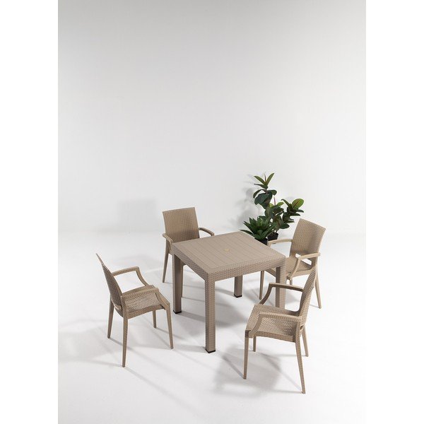 Bež vrtna jedilna garnitura iz umetnega ratana za 4 osebe Rattan – Floriane Garden-image-1