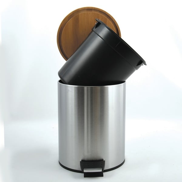 Jeklen koš za smeti v mat srebrni barvi s pedalom 5 l Adonis – Spirella-image-2