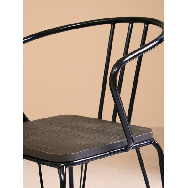 Črn/v naravni barvi jedilni stol iz masivnega bresta District – Premier Housewares-image-4