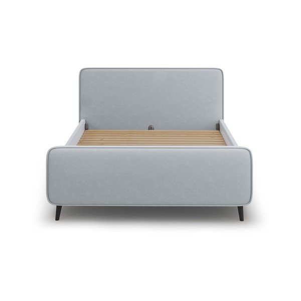 Svetlo siva oblazinjena zakonska postelja z letvenim dnom 180x200 cm Kaia - Micadoni Home-image-2