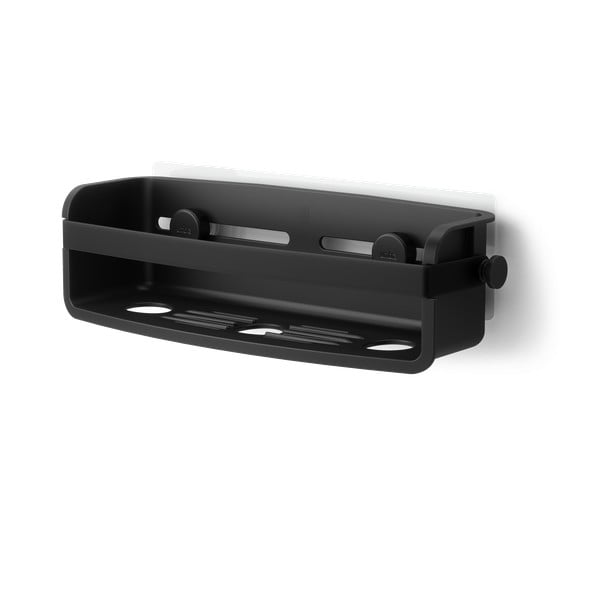 Črna plastična kopalniška polica z namestitvijo brez vrtanja Flex Adhesive – Umbra