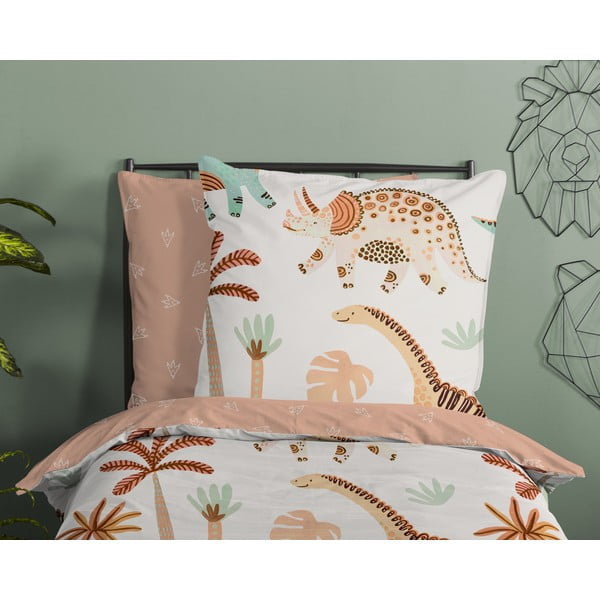 Rjava/bež enojna bombažna otroška posteljnina 140x200 cm Dino – Good Morning-image-2