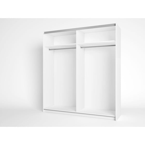 Bela garderobna omara v hrastovem dekorju z drsnimi vrati 182x200 cm Sahara - Marckeric-image-1