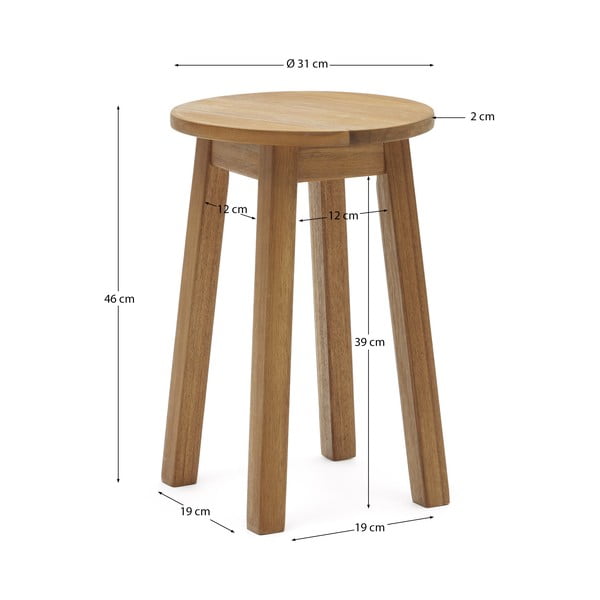 Stolček iz masivne akacije v naravni barvi Amel – Kave Home-image-4