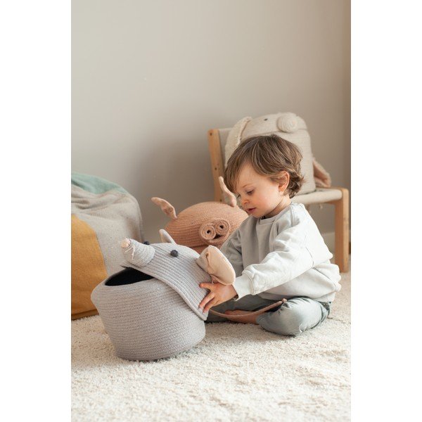 Siva tekstilna otroška škatla za shranjevanje ø 25x30 cm Renata the Rat – Lorena Canals-image-1