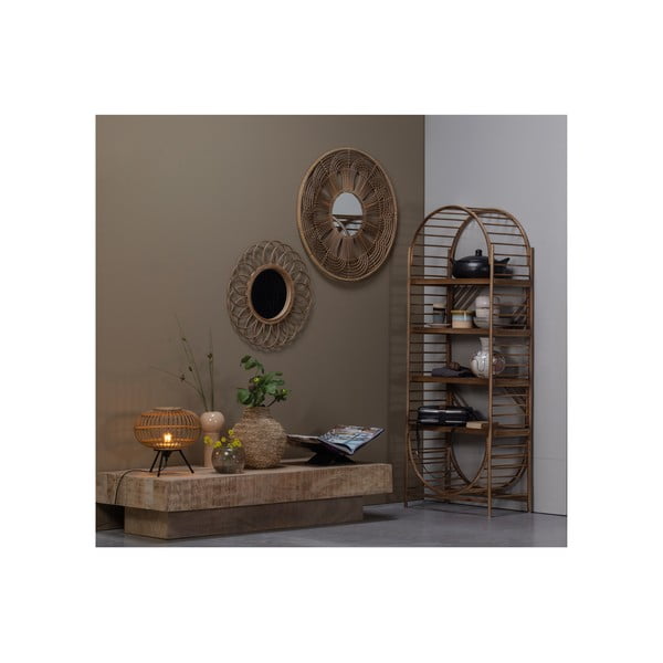 Stensko ogledalo z bambusovim okvirjem ø 59 cm Flores – Basiclabel -image-1