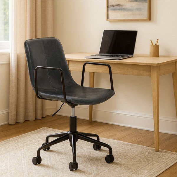 Temno siv pisarniški stol iz umetnega usnja Branson – Premier Housewares-image-3