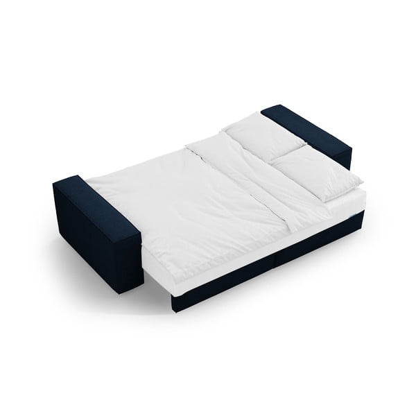 Temno modra raztegljiva sedežna garnitura iz tkanine bouclé 247 cm Jodie – Micadoni Home-image-4