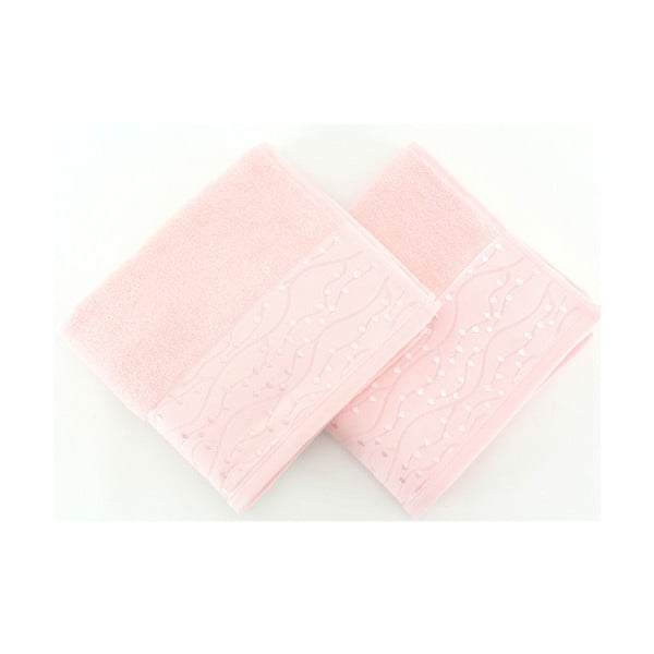 Komplet 2 rožnatih brisač iz čistega bombaža Tomuruk, 50 x 90 cm