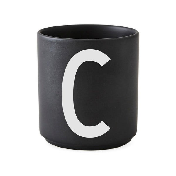 Črna porcelanasta skodelica Design Letters Alphabet C, 250 ml
