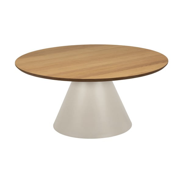 Kremno bela okrogla mizica z mizno ploščo v hrastovem dekorju ø 85 cm Soli – Actona-image-2