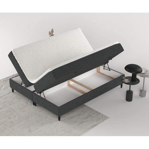 Temno siva boxspring postelja s prostorom za shranjevanje 200x200 cm Malte – Maison de Rêve-image-3