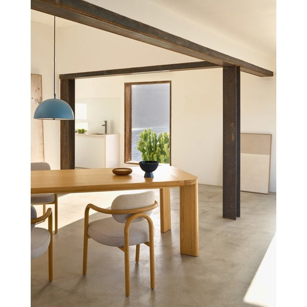 Raztegljiva jedilna miza z mizno ploščo v hrastovem dekorju 100x200 cm Jondal – Kave Home-image-1