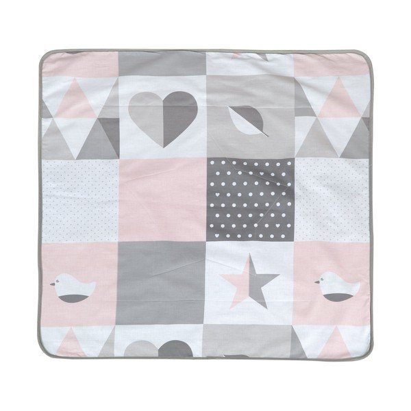 Rožnata/siva otroška odeja iz mikropliša 80x80 cm Happy Patch – Roba