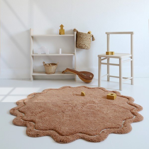 Opečnato oranžna pralna ročno tkana bombažna okrogla preproga ø 110 cm Sweet April Toffee – Nattiot-image-3
