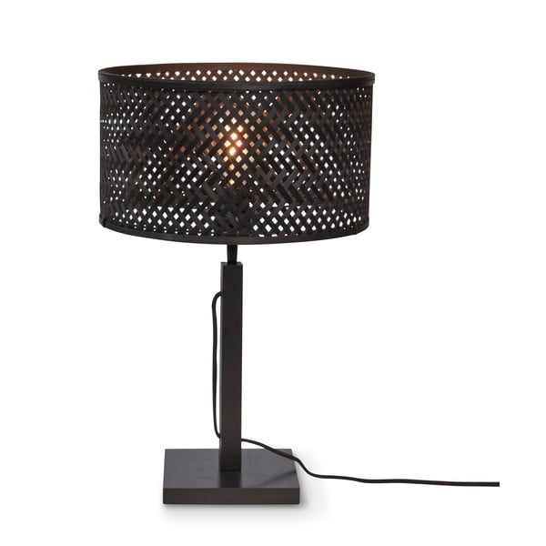 Črna namizna svetilka z bambusovim senčnikom (višina 38 cm) Java – Good&Mojo