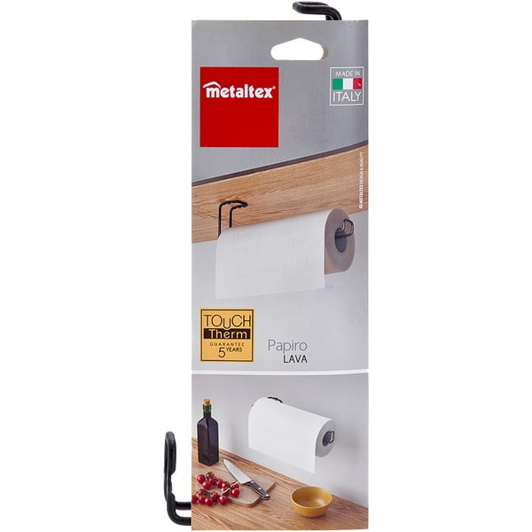 Črn stenski nosilec kuhinjskih brisač Metaltex-image-4