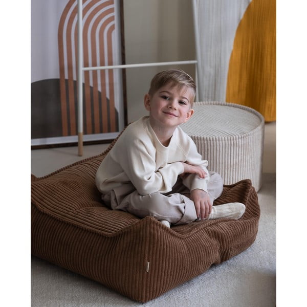 Rjava otroška vreča za sedenje iz rebrastega žameta Square – Wigiwama-image-2