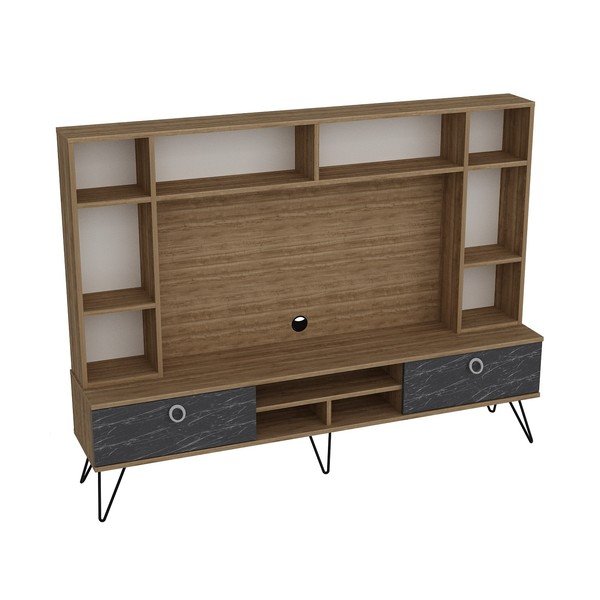 Sivo-rjav televizijski komplet v orehovem dekorju 180x136 cm Lorenz - Kalune Design